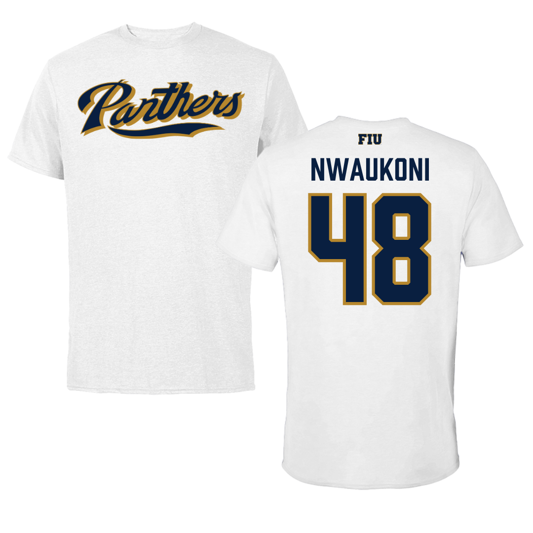 Florida International University Football White Tee - #48 Richard Nwaukoni