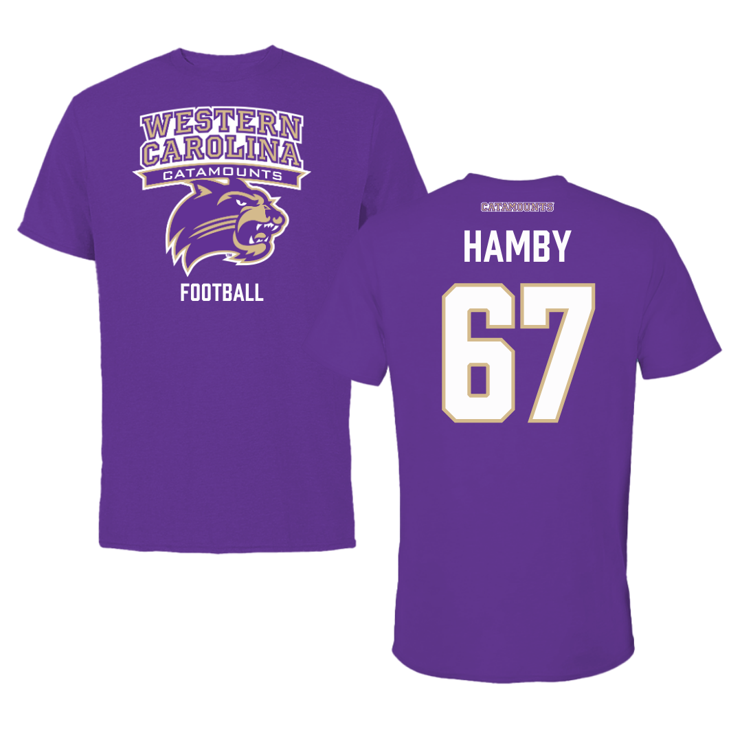 Western Carolina University Football Purple Performance Tee - #67 Steven Hamby