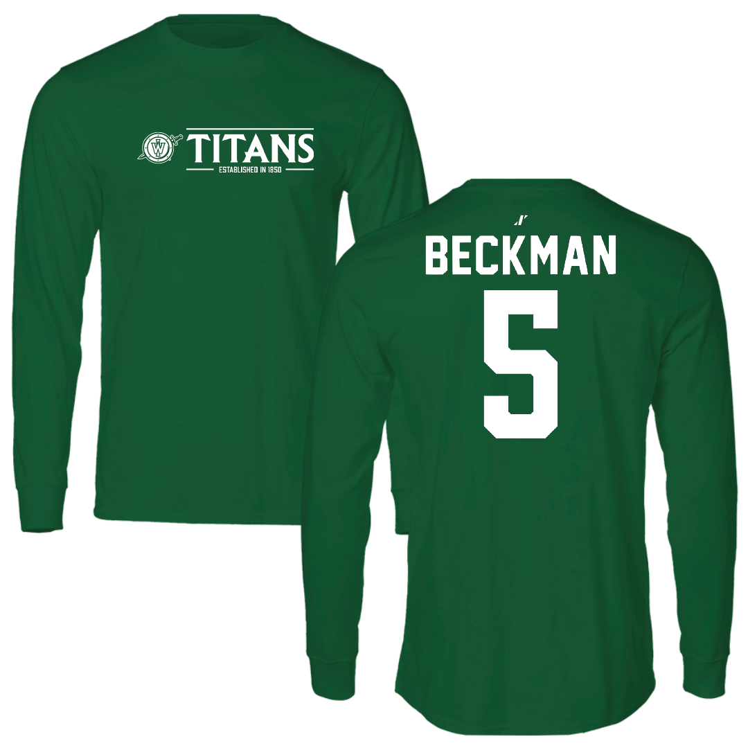 Illinois Wesleyan University Softball Green General Long Sleeve - #5 Anna Beckman