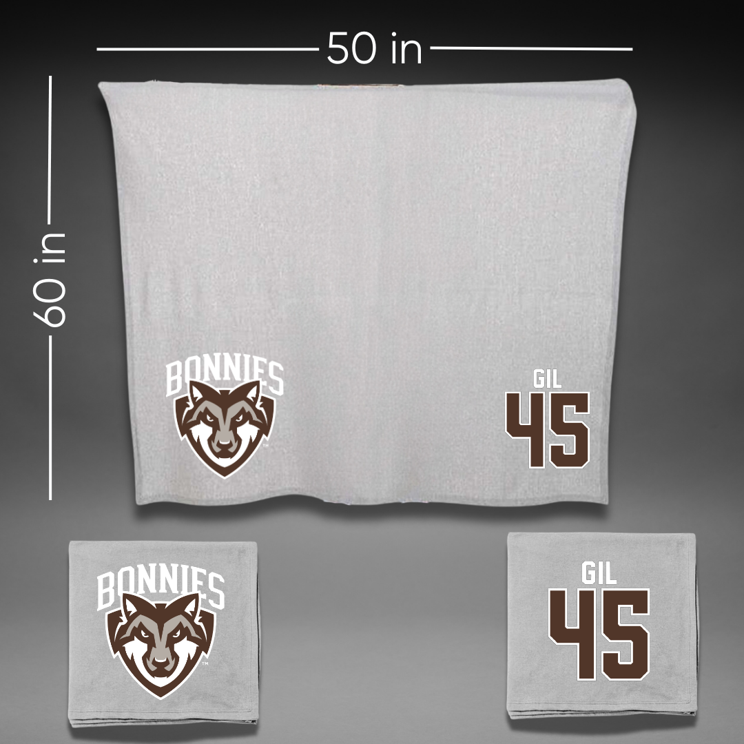St. Bonaventure University Baseball Gray Blanket - #45 Samuel Gil
