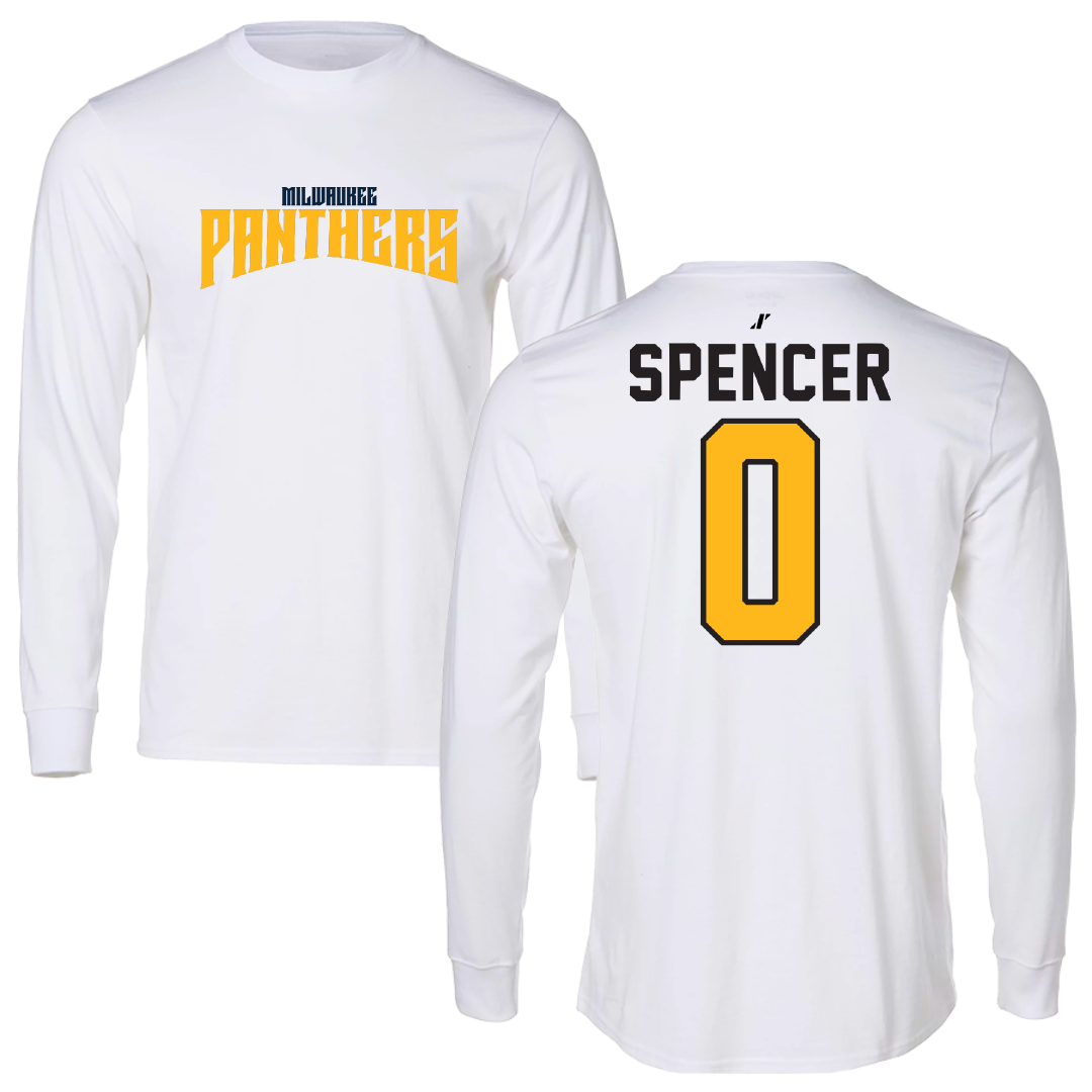 University of Wisconsin-Milwaukee Basketball White Classic Long Sleeve - #0 Pierce Spencer
