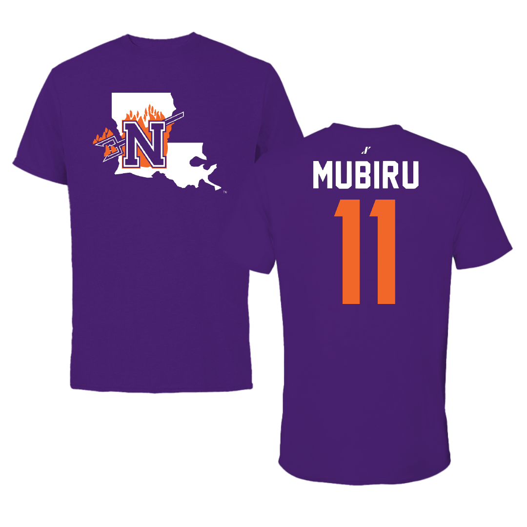 Northwestern State University Basketball Purple State Performance Tee - #11 Chris Mubiru