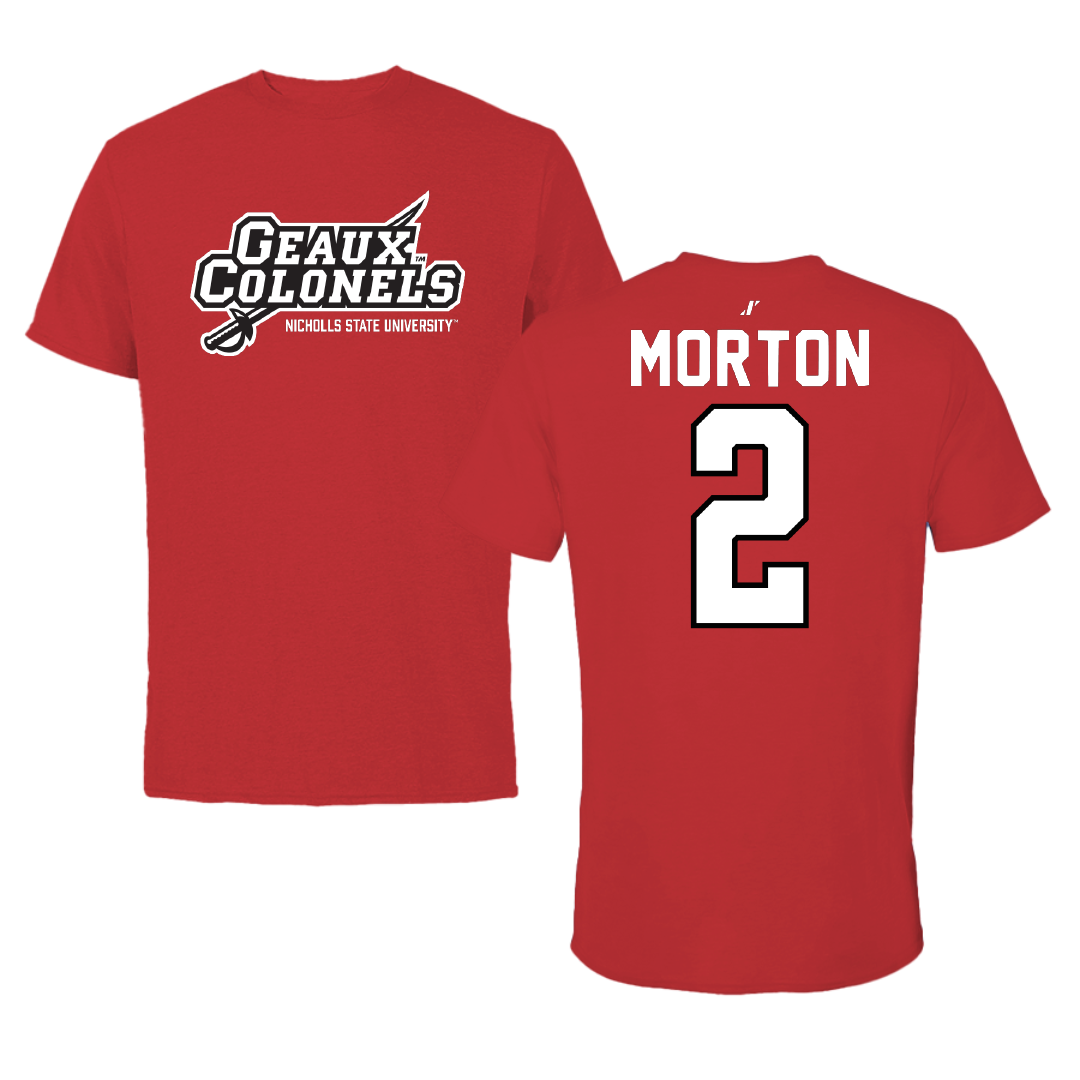 Nicholls State University Football Red General Tee - #2 Tyler Morton