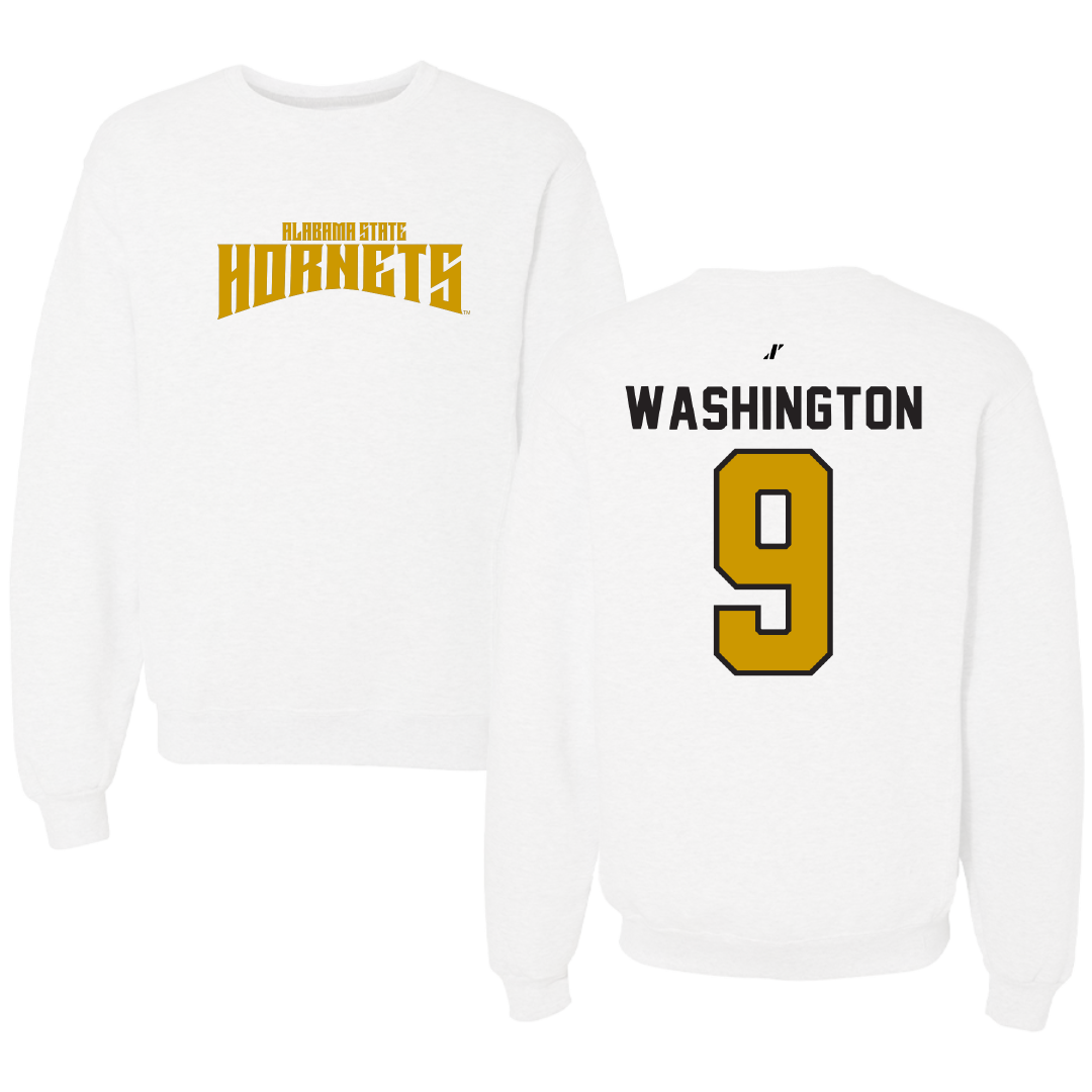 Alabama State University Soccer White Classic Crewneck - #9 Sydney Washington
