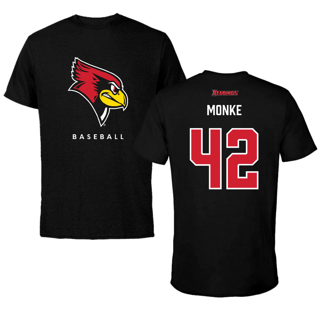 Illinois State University Baseball Black Performance Tee - #42 Carter Monke