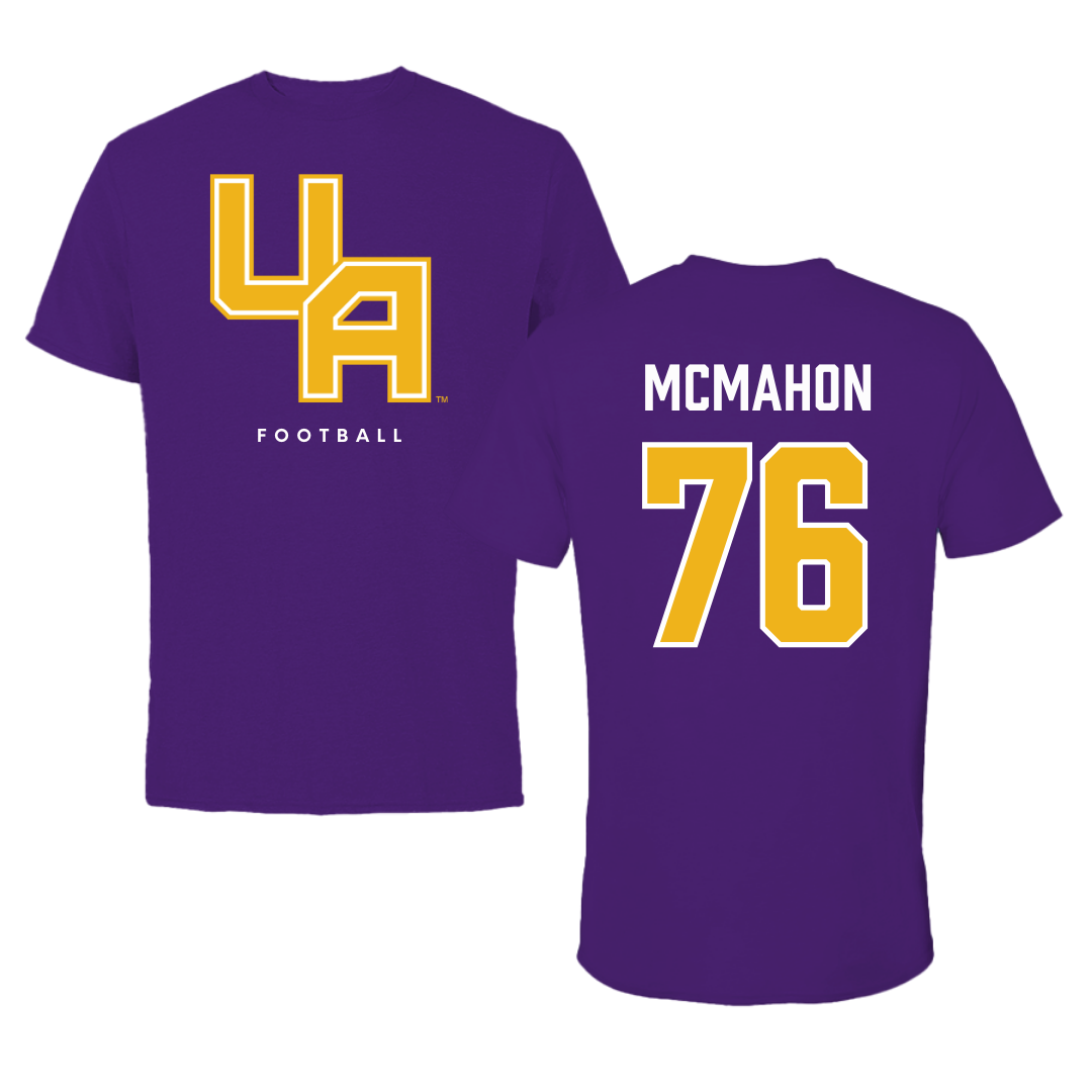 University at Albany Football Purple Block Tee - #76 Joey McMahon