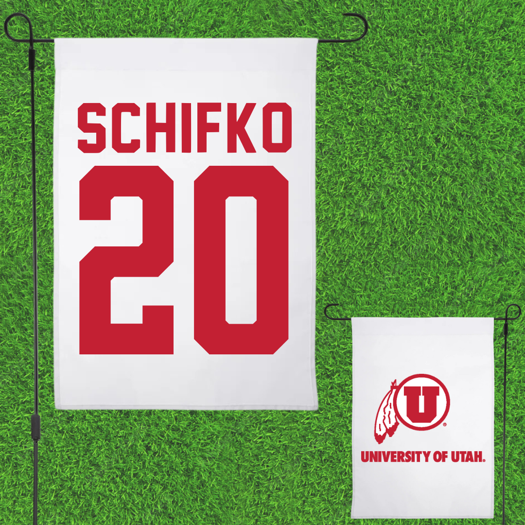 University of Utah Lacrosse White Garden Flag - #20 Tyler Schifko