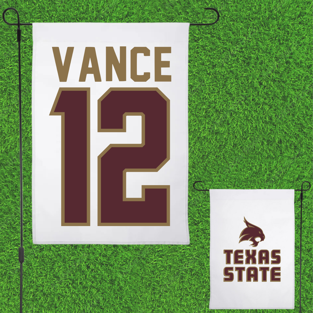 Texas State University Softball White Garden Flag - #12 Halee Vance