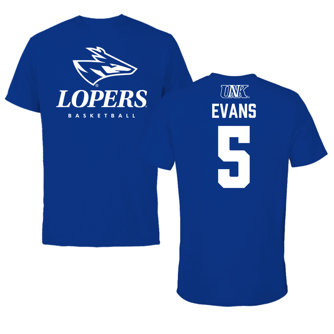 University of Nebraska at Kearney Basketball True Royal Blue Performance Tee - #5 Sean Evans