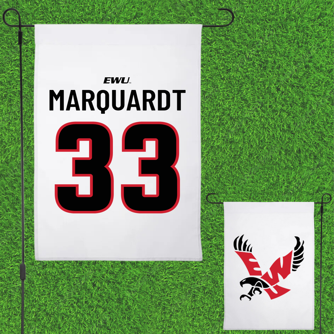 Eastern Washington University Basketball White Garden Flag - #33 Emmett Marquardt
