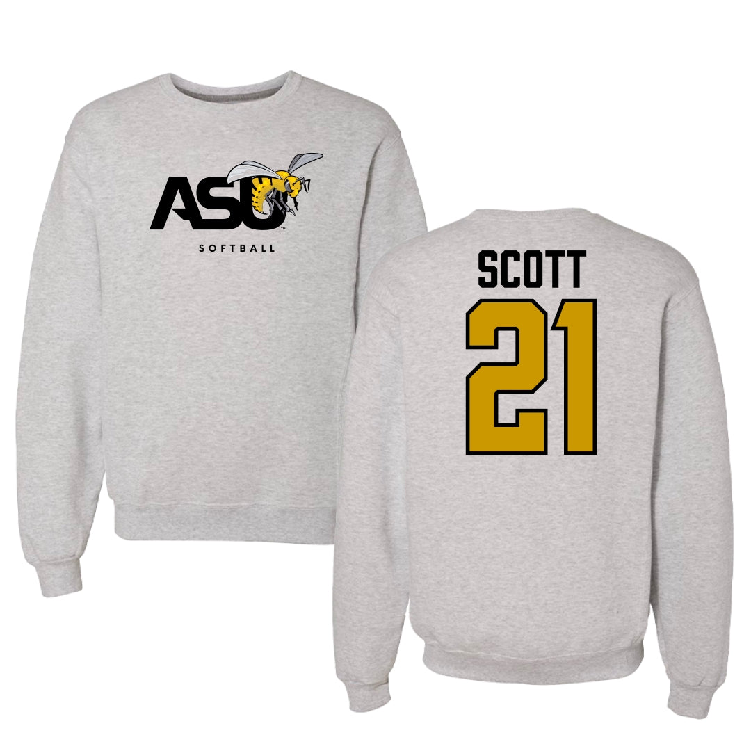 Alabama State University Softball Light Gray Crewneck - #21 Alana Scott