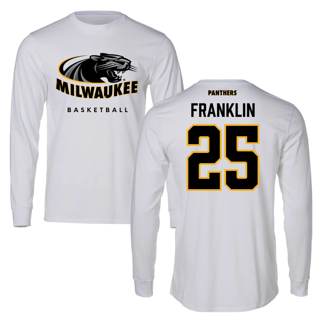 University of Wisconsin-Milwaukee Basketball White Performance Long Sleeve - #25 Aaron Franklin