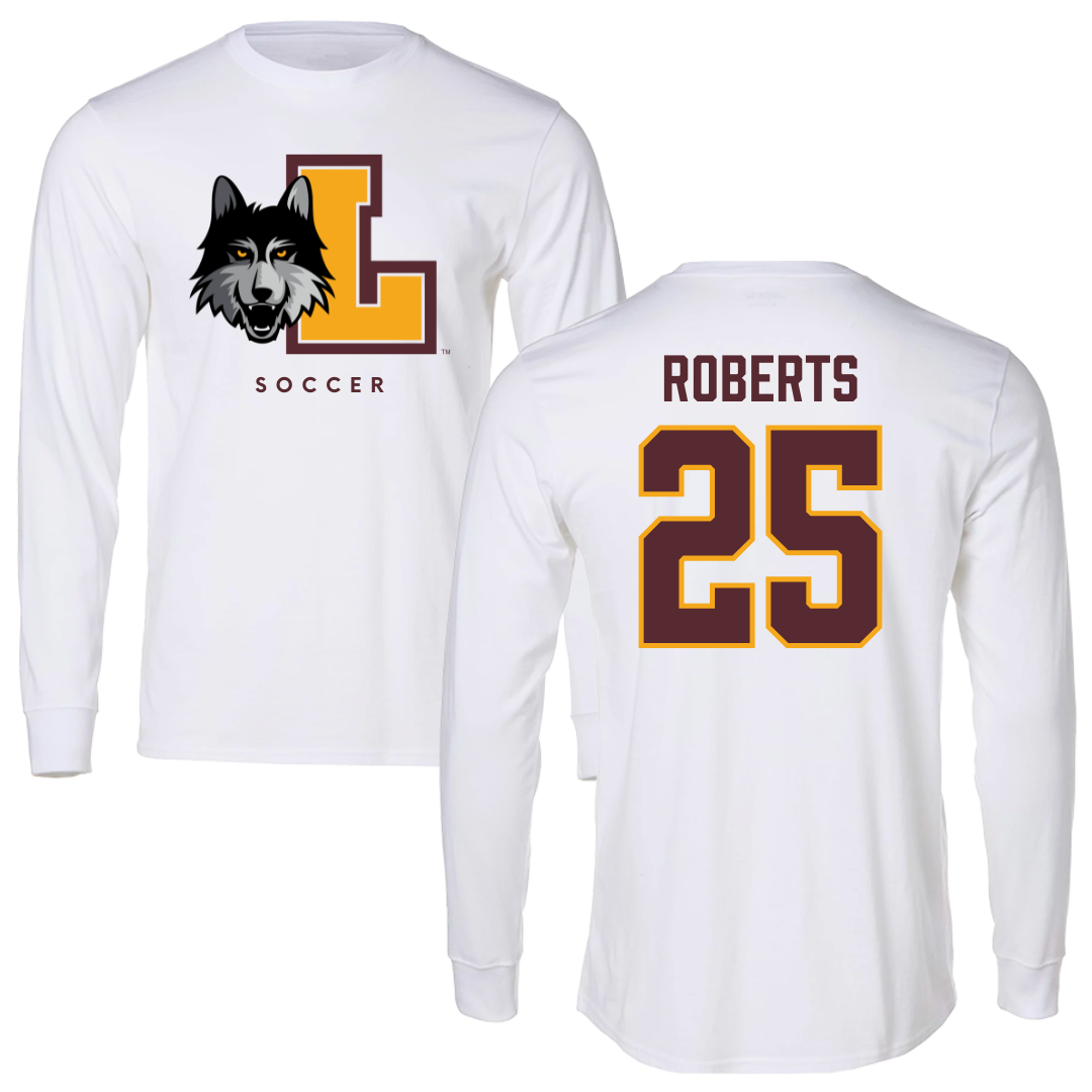 Loyola University-Chicago Soccer White Mascot Long Sleeve - #25 Emily Roberts