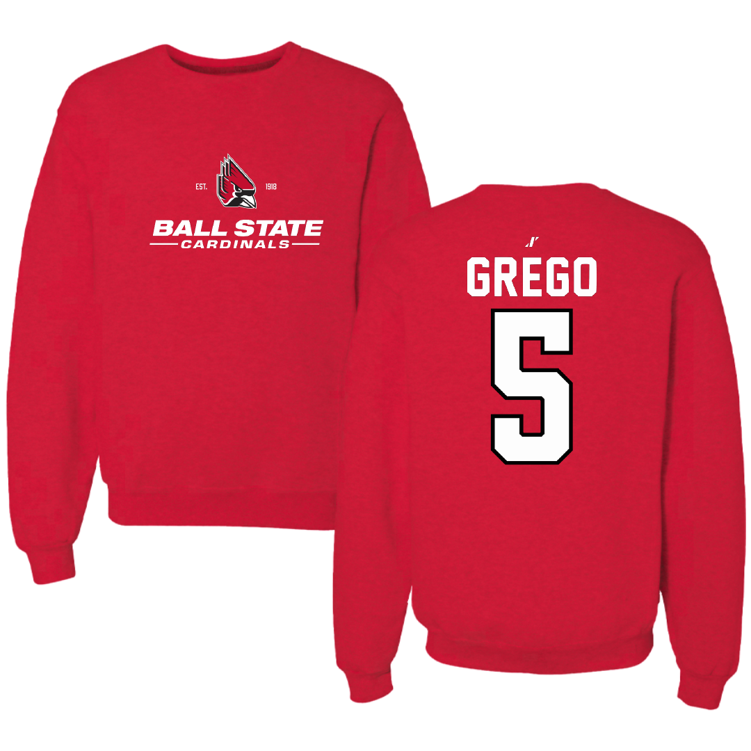 Ball State University Baseball Red General Crewneck - #5 Dylan Grego