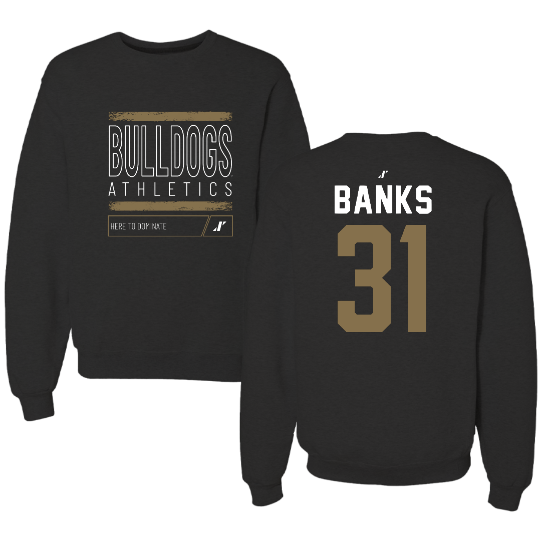 Bryant University Football Black Dominate Crewneck - #31 Devon Banks