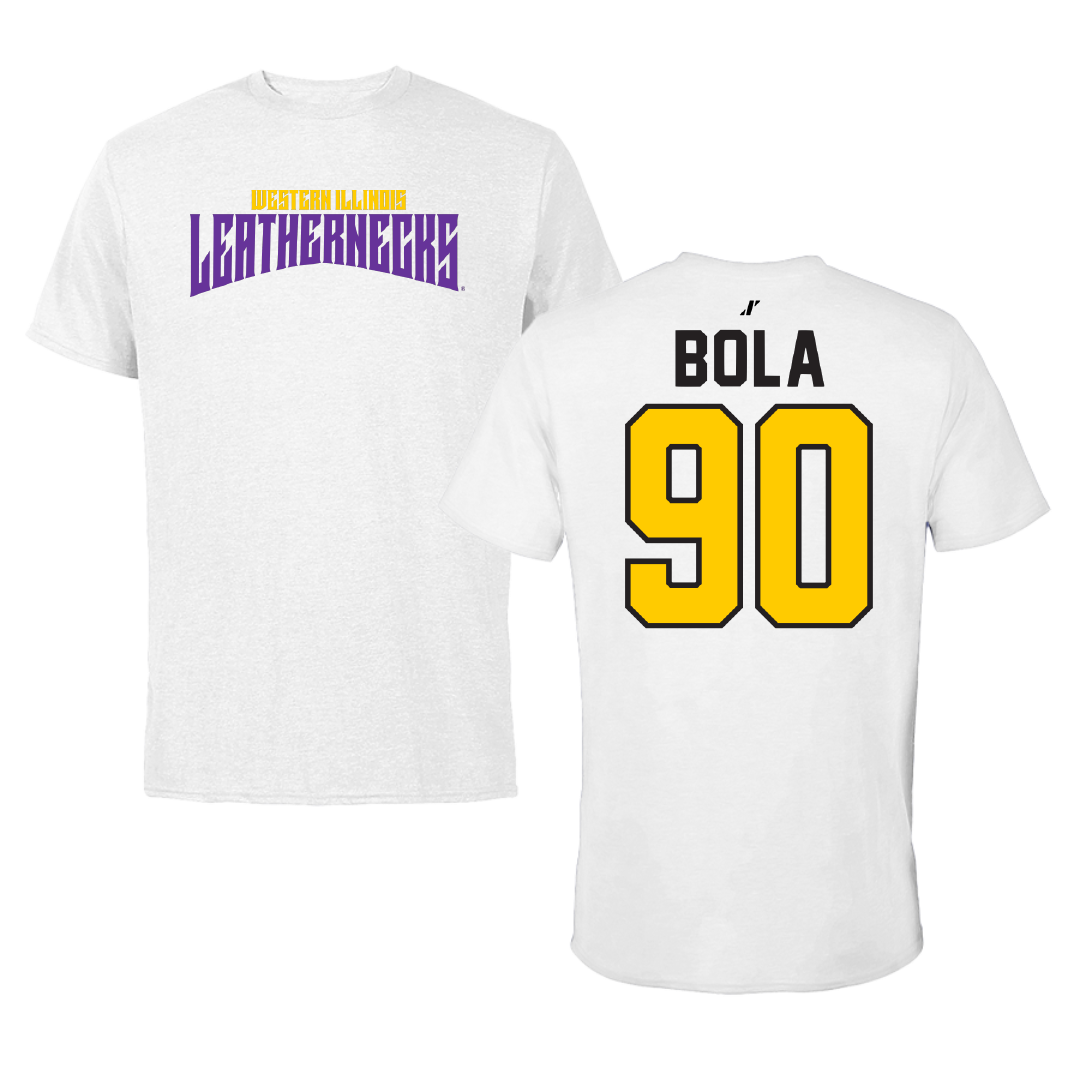 Western Illinois University Football White Classic Tee - #90 Mayo Bola