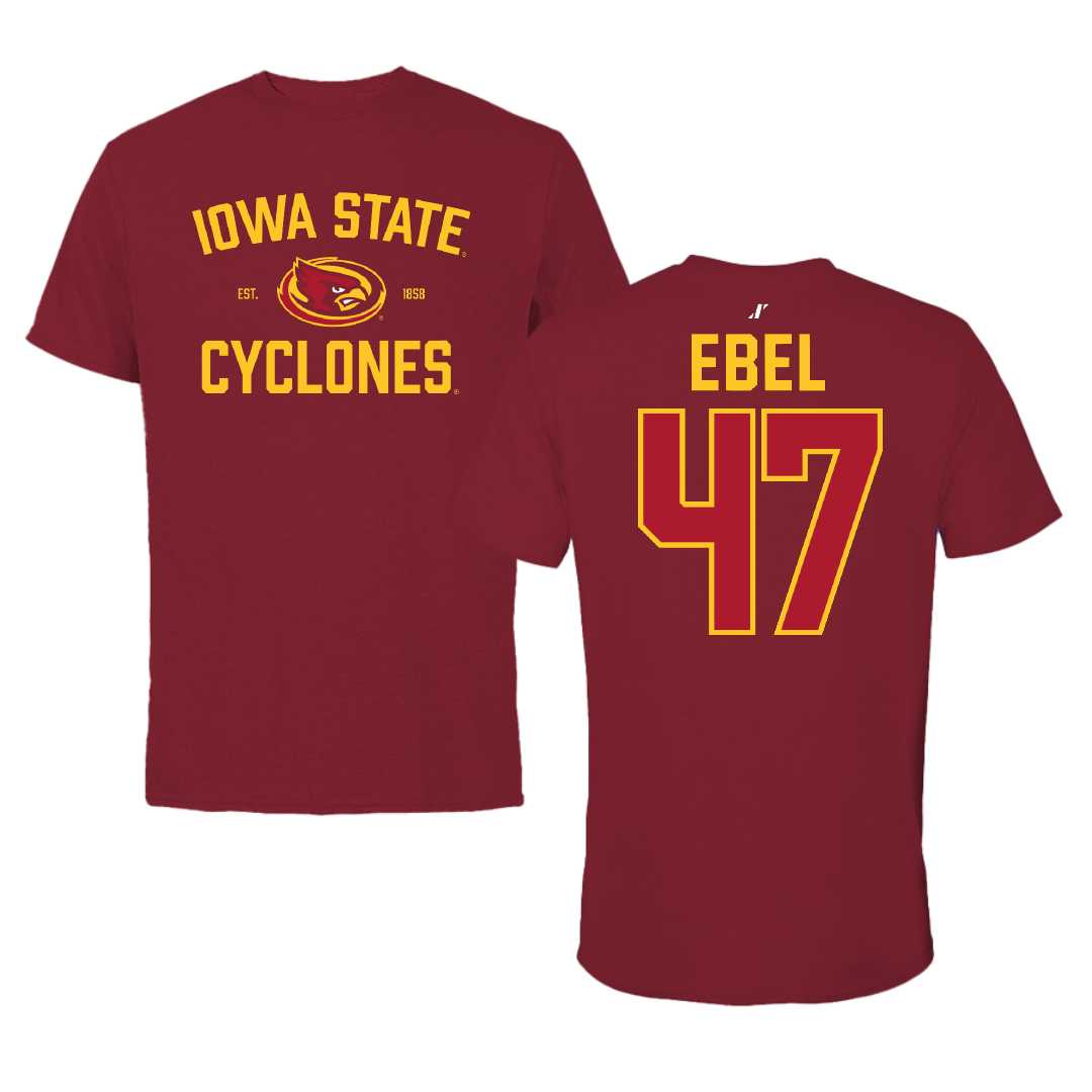 Iowa State University Football Cardinal General Tee - #47 Kooper Ebel