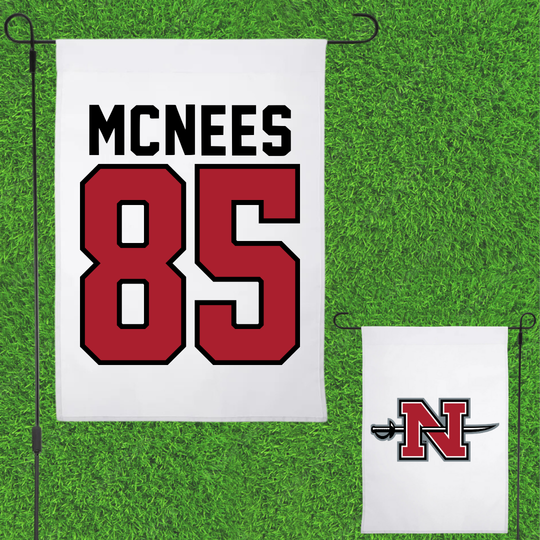 Nicholls State University Football White Garden Flag - #85 Christian Mcnees