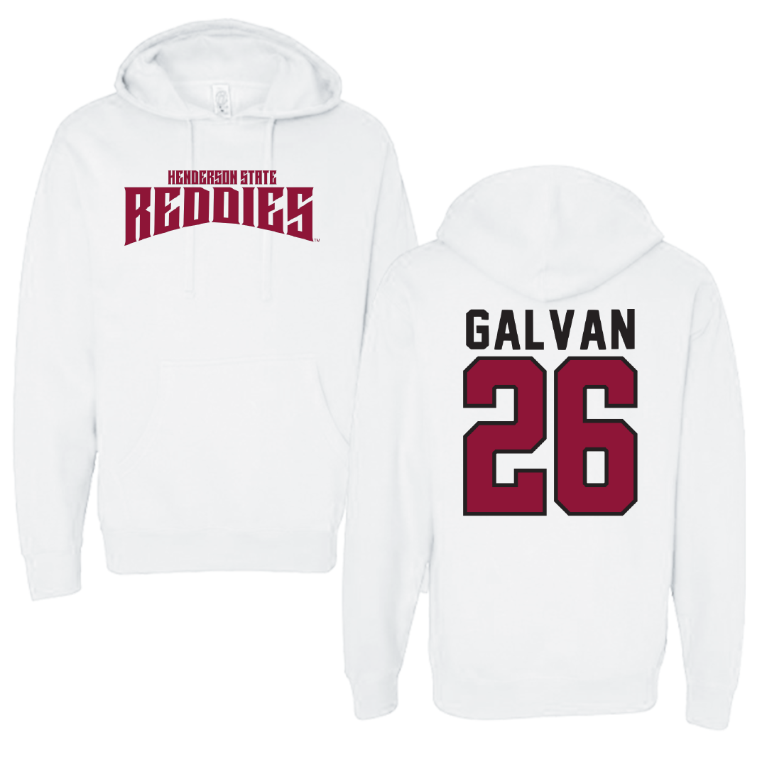 Henderson State University Baseball White Classic Hoodie - #26 Alex Galvan