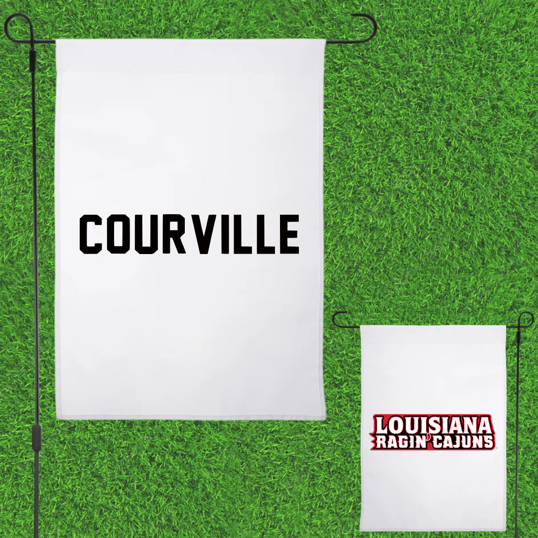 University of Louisiana at Lafayette TF and XC White Garden Flag - Juliana Courville