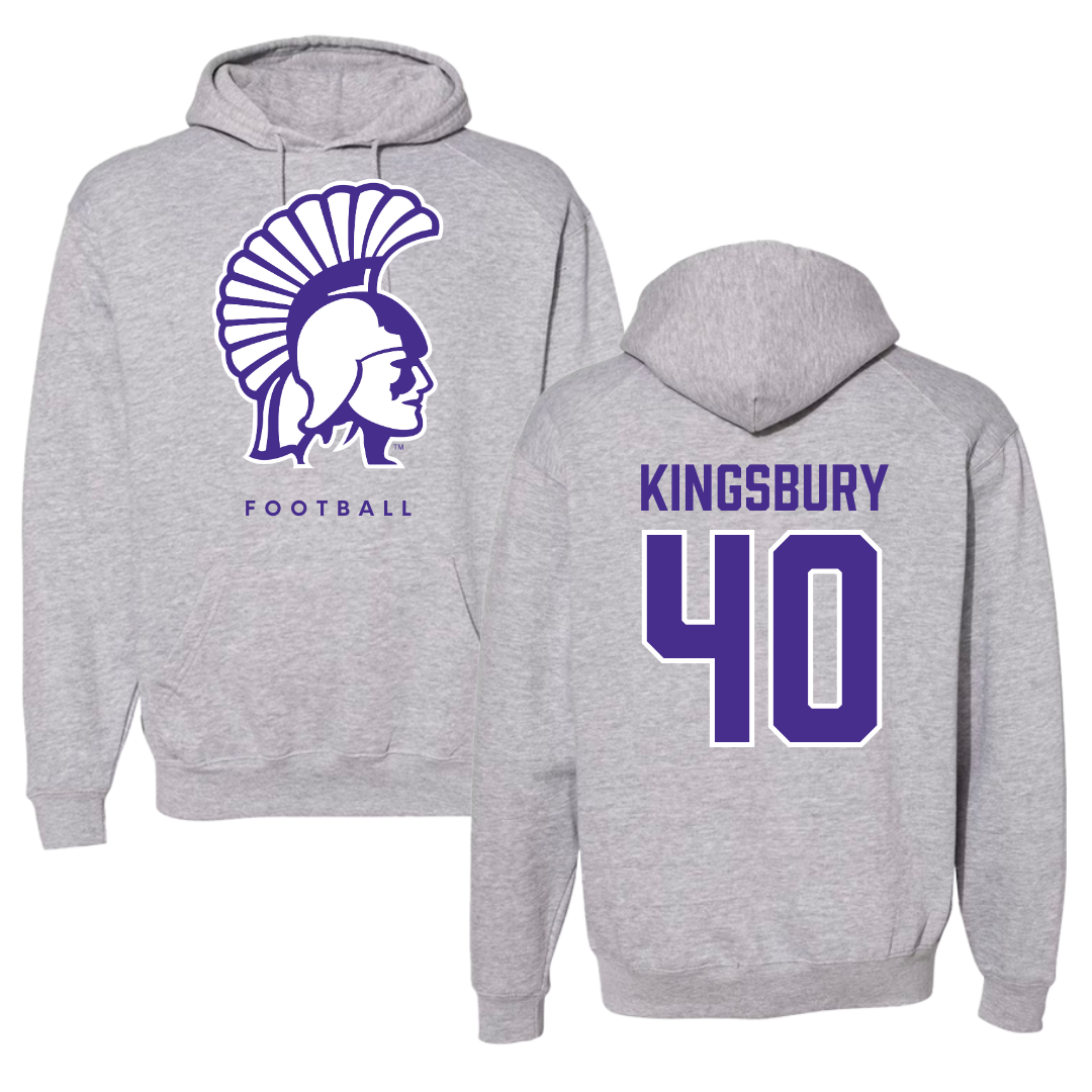 Winona State University Football Gray Hoodie - #40 Ben Kingsbury