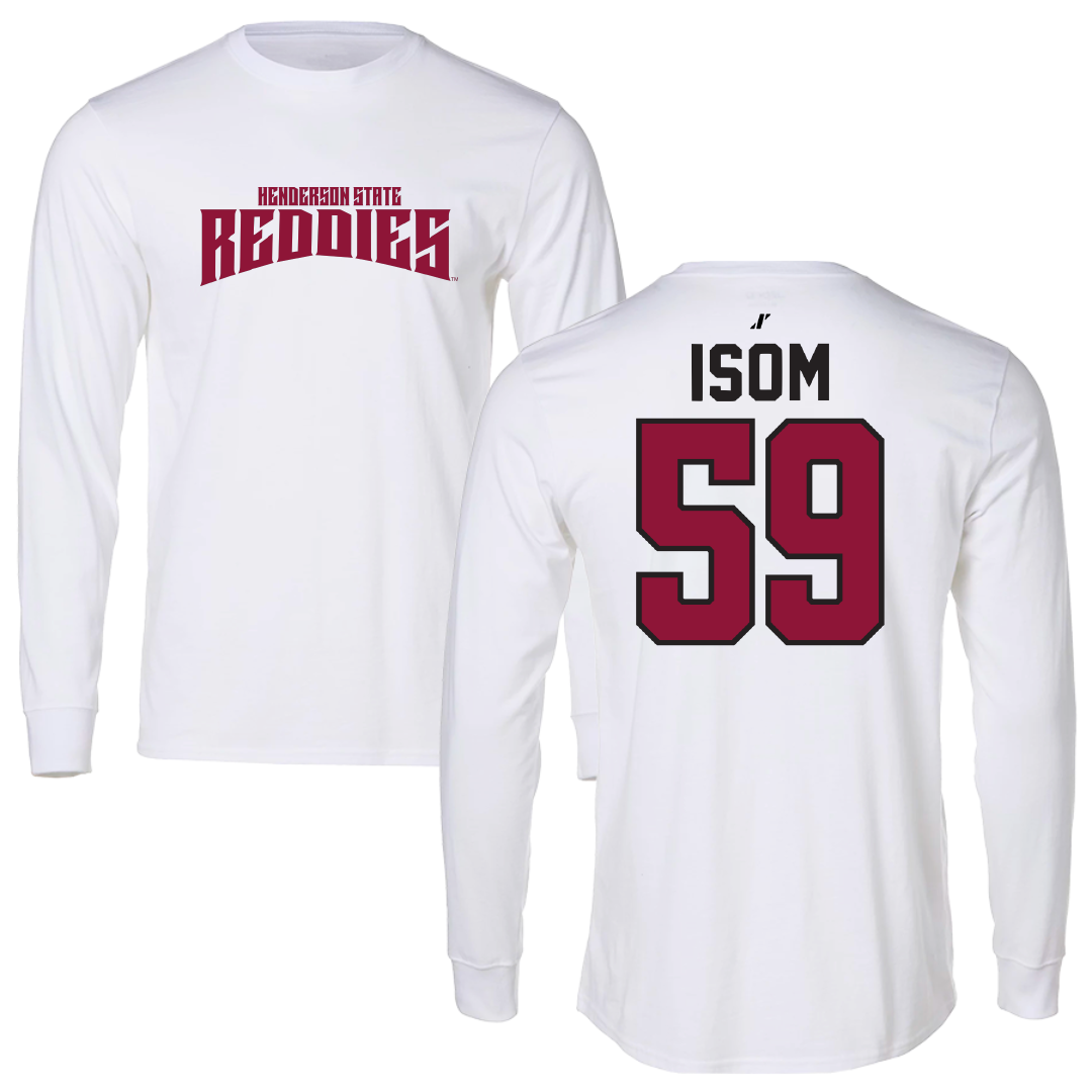 Henderson State University Football White Classic Long Sleeve - #59 Alexander Isom