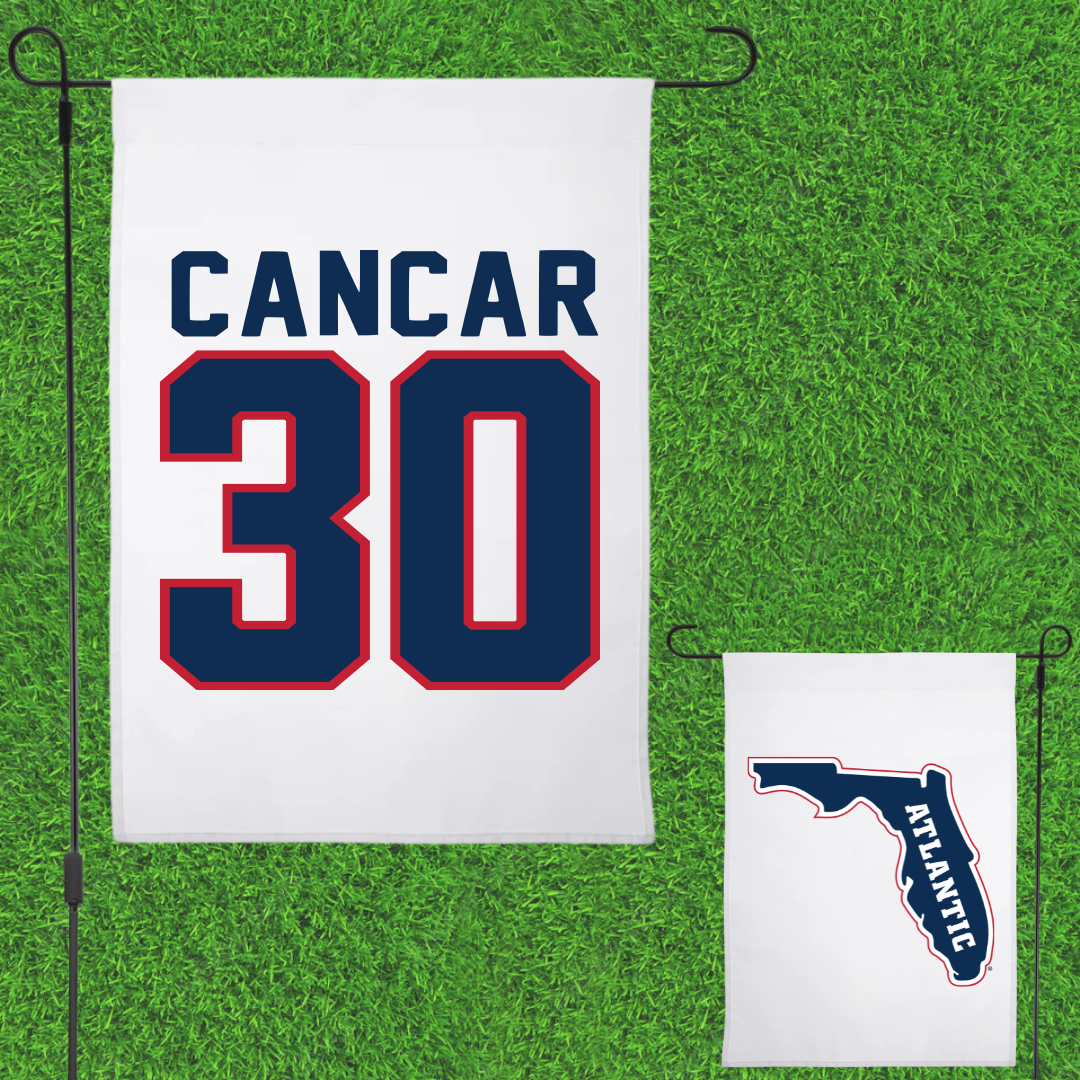 Florida Atlantic University Soccer White Garden Flag - #30 Jozo Cancar