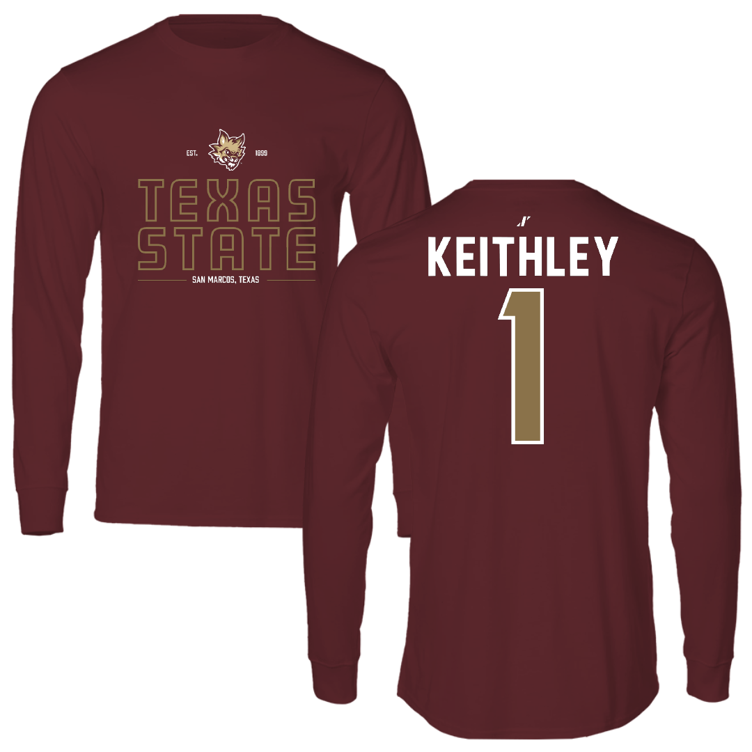 Texas State University Baseball Maroon General Long Sleeve - #1 Carson Keithley