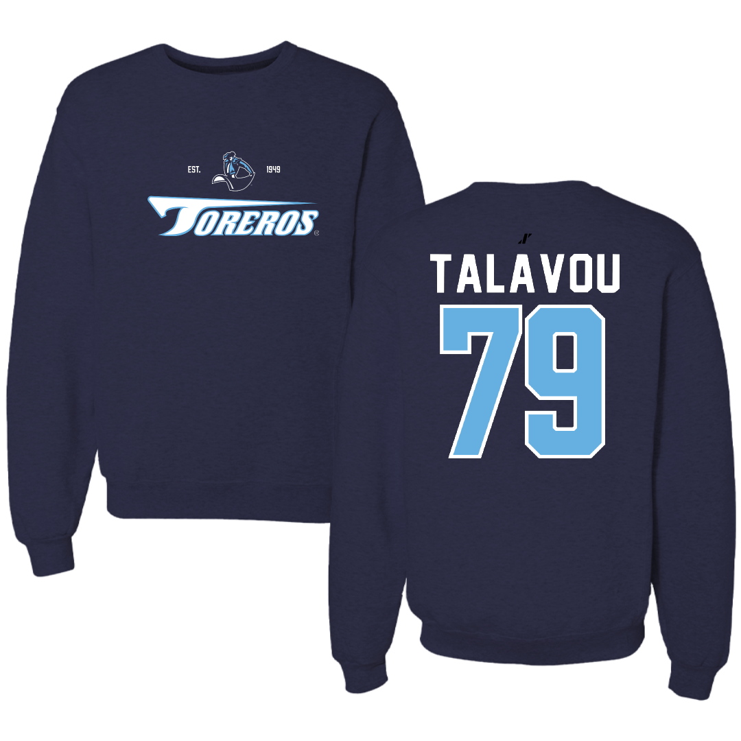 University of San Diego Football Navy General Crewneck - #79 Maicah Talavou
