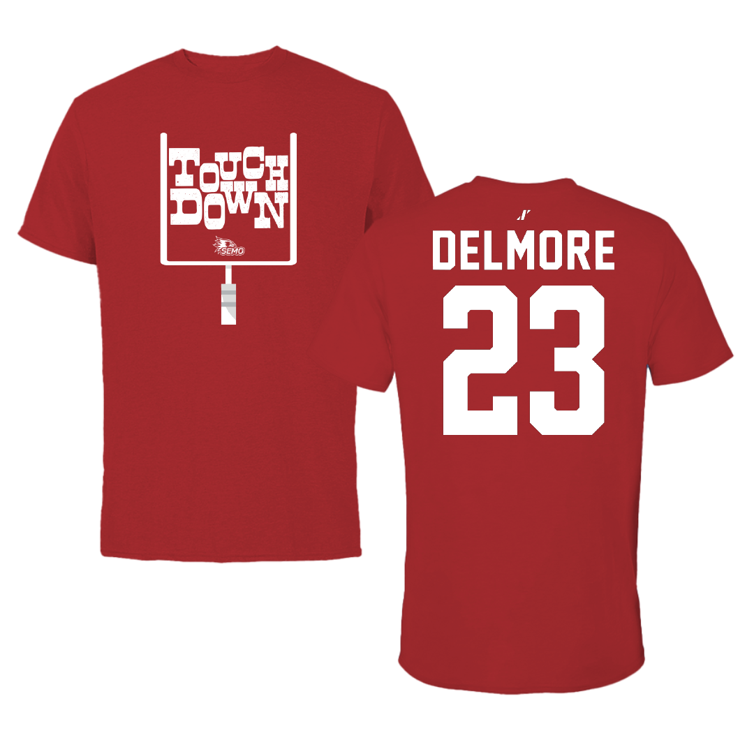 Southeast Missouri State University Football Canvas Red Touchdown Tee - #23 DJ Delmore