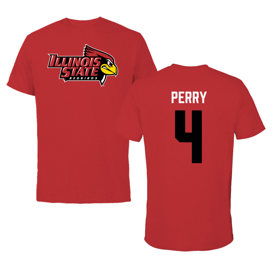 Illinois State University Baseball Red Redbird Performance Tee - #4 Tanner Perry