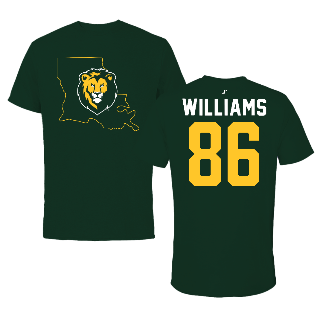 Southeastern Louisiana University Football Forest Green State Tee - #86 Mike Williams