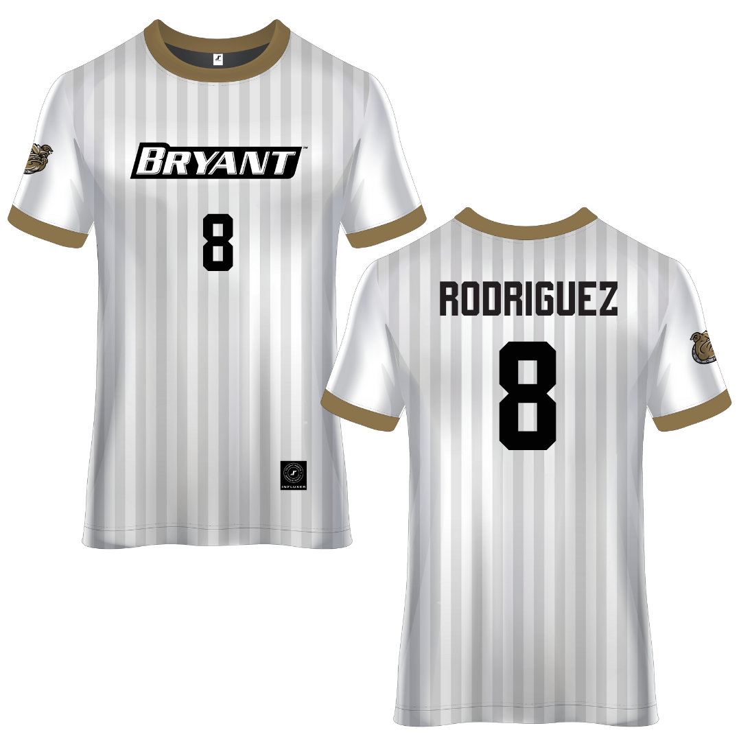 Bryant University White Soccer Jersey - #8 Diego Rodriguez