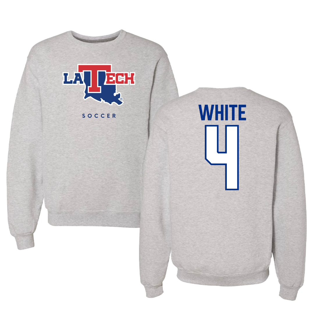 Louisiana Tech University Soccer Gray Crewneck - #4 Ella White