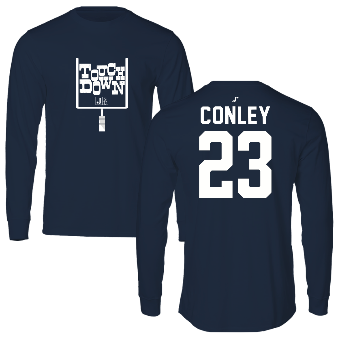 Jackson State University Football Navy Touchdown Long Sleeve - #23 Kierrie Conley