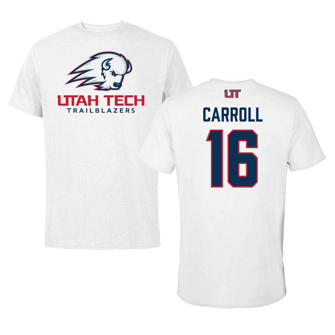 Utah Tech University Baseball White Performance Tee - #16 Jace Carroll