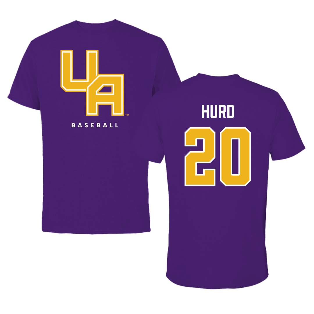 University at Albany Baseball Purple Block Tee - #20 Justin Hurd