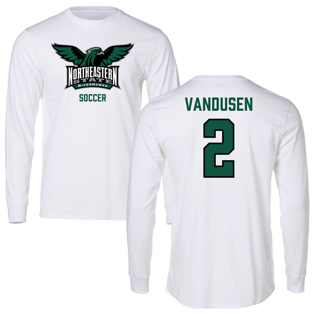 Northeastern State University Soccer White Long Sleeve - #2 Ethan VanDusen
