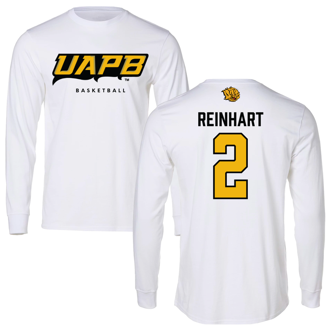 University of Arkansas-Pine Bluff Basketball White Performance Long Sleeve - #2 Zach Reinhart