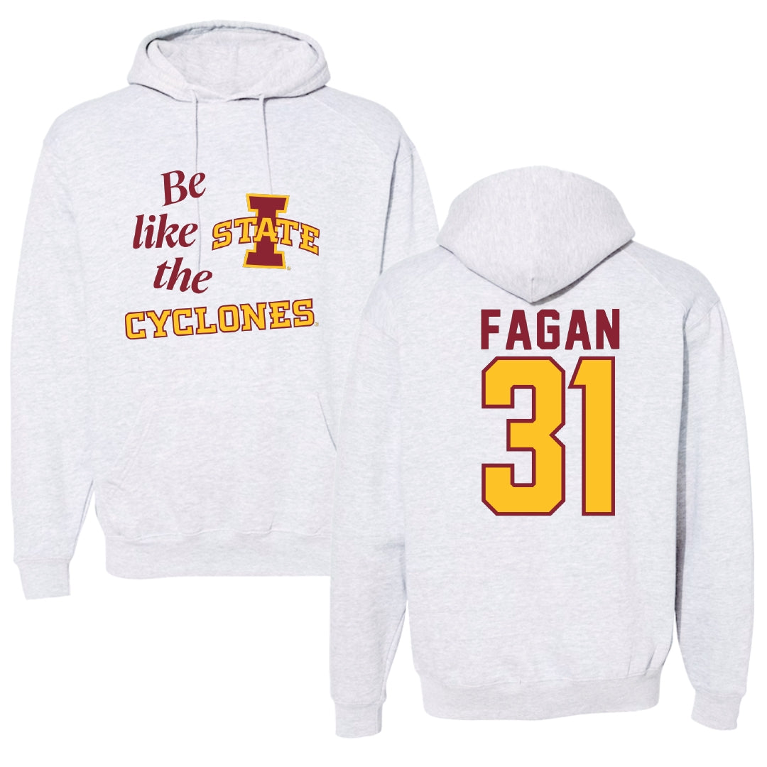 Iowa State University Soccer Light Gray Be Like Us Hoodie - #31 Cadence Fagan