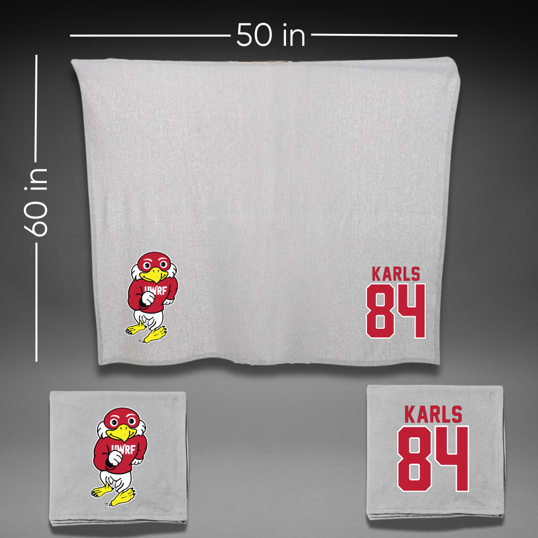 University of Wisconsin-River Falls Football Gray Blanket - #84 Andrew Karls