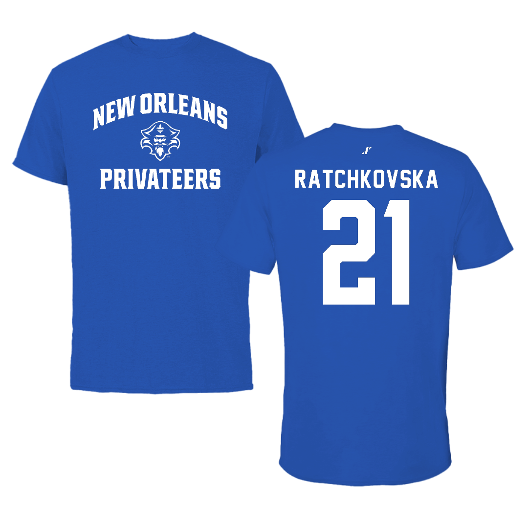 University of New Orleans Volleyball Blue General Performance Tee - #21 Elani Ratchkovska