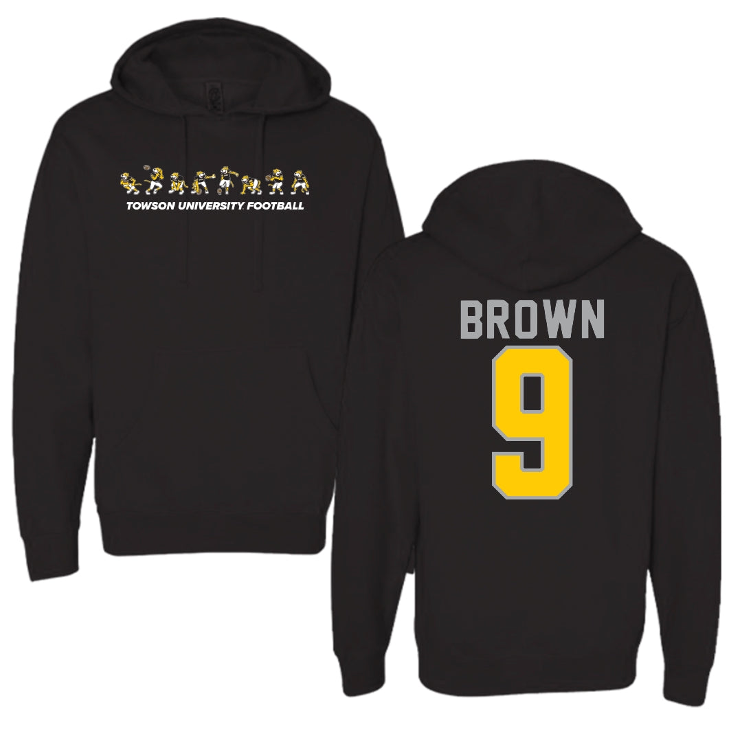 Towson University Football Black Cartoon Doc Team Hoodie - #9 Sean Brown