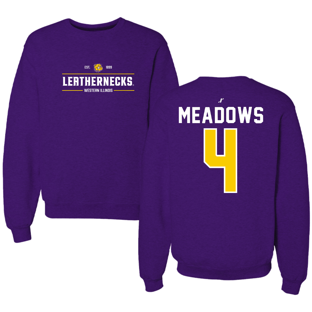 Western Illinois University Basketball Purple General Crewneck - #4 Allie Meadows