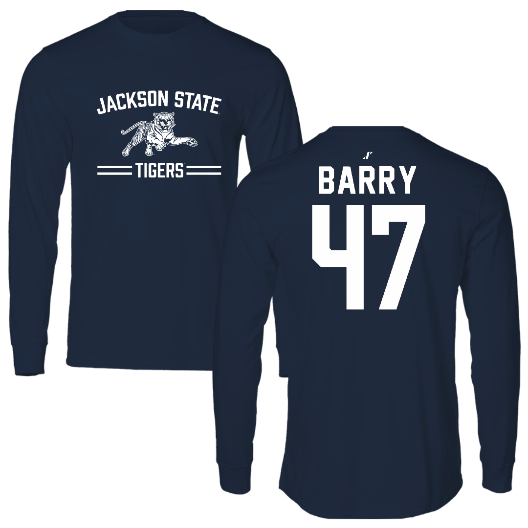 Jackson State University Football Navy General Performance Long Sleeve - #47 Jackson Barry