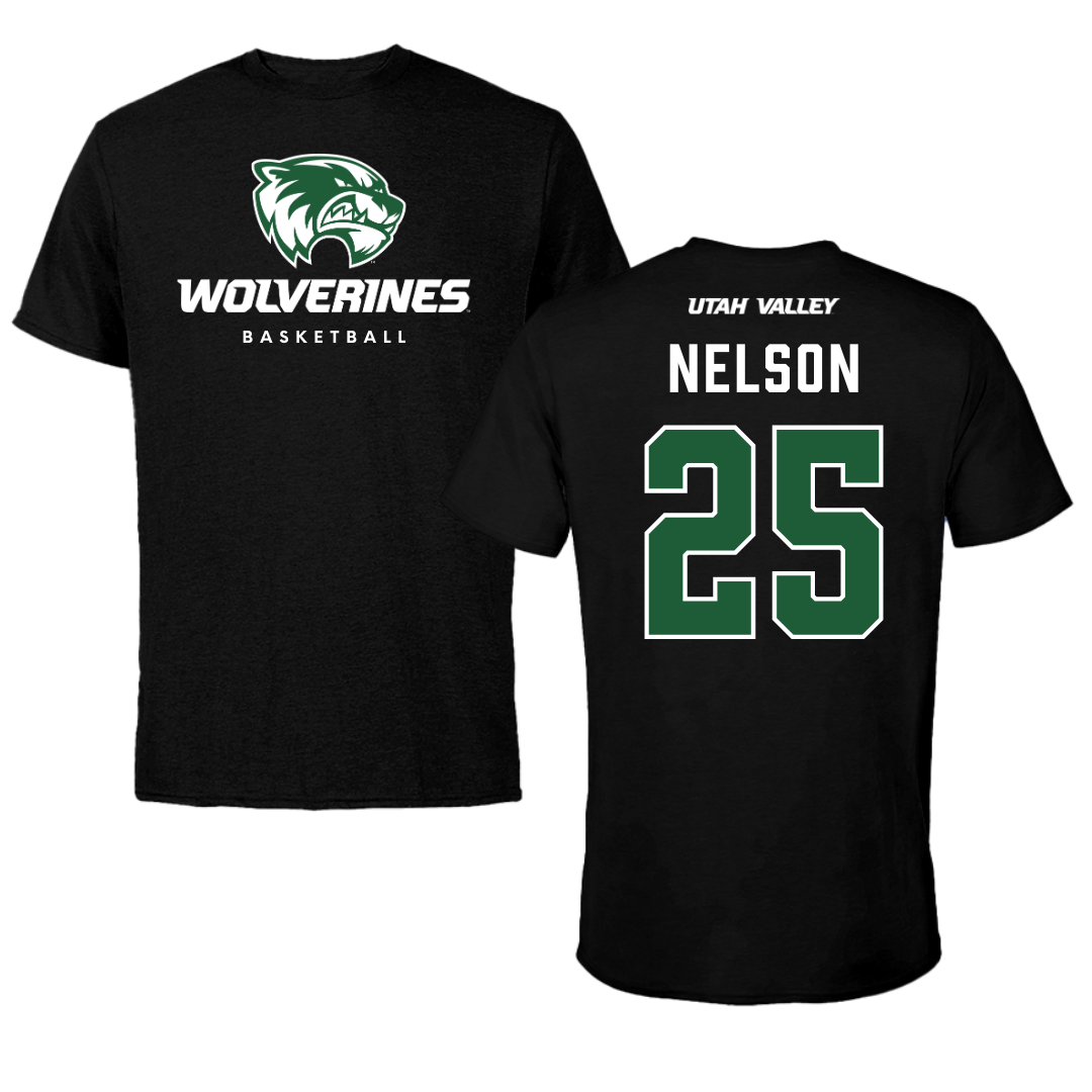 Utah Valley University Basketball Black Mascot Tee - #25 Halle Nelson
