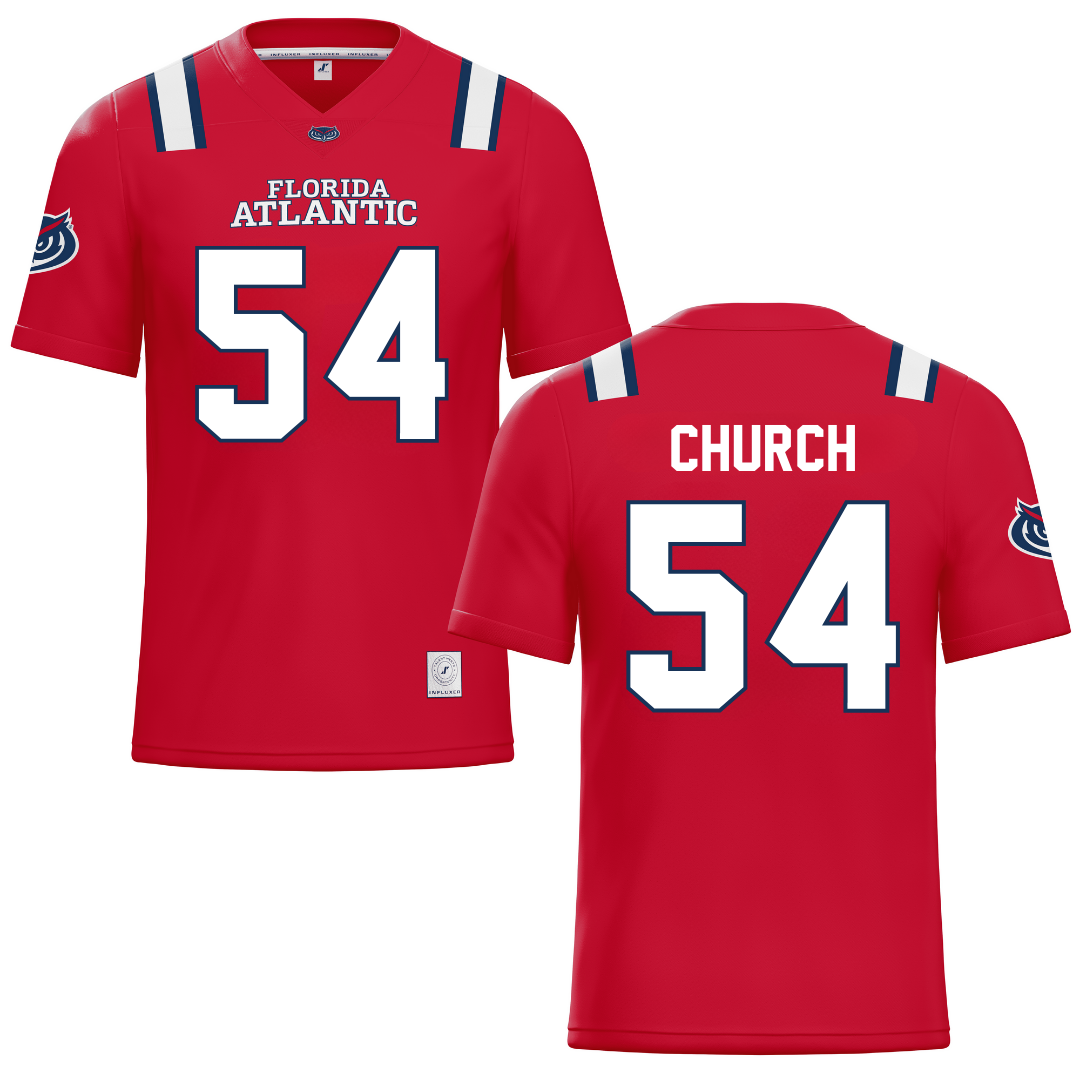 Florida Atlantic University Red Football Jersey - #54 Jordan Church
