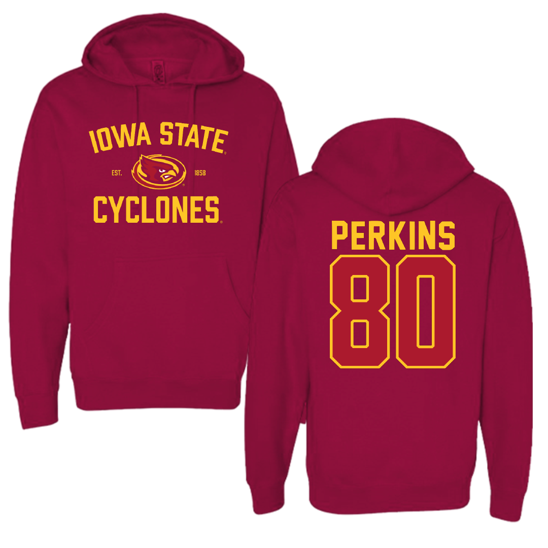 Iowa State University Football Cardinal General Hoodie - #80 Tyler Perkins