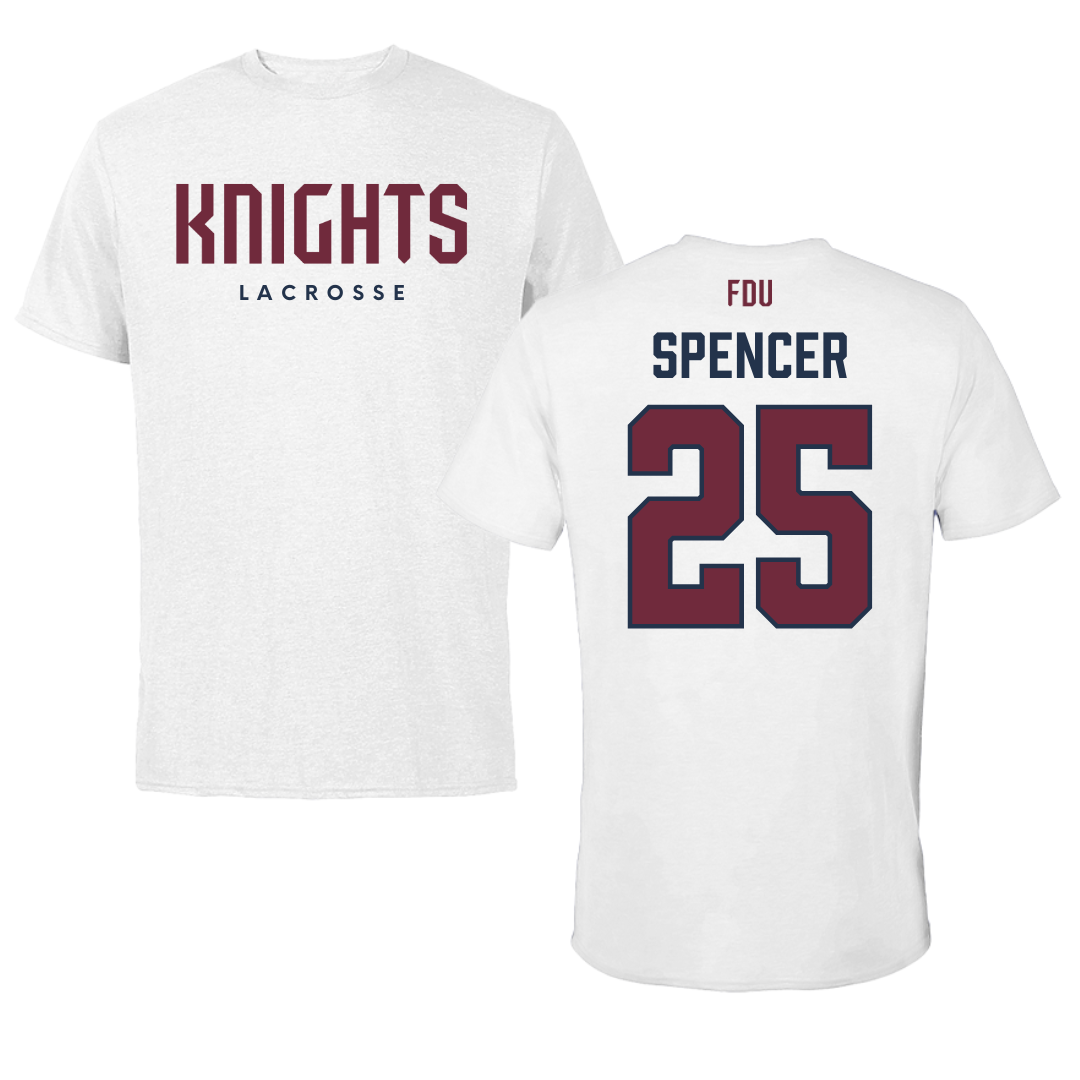 Fairleigh Dickinson University-Metropolitan Campus Lacrosse White Tee - #25 Jenny Spencer