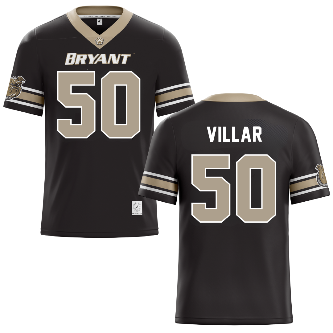 Bryant University Black Football Jersey - #50 Maximus Villar